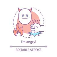 Anger concept icon. Exasperation idea thin line illustration. Strained relationship conflict. Annoyed fury behavior. Disorder emotion. Frustration. Vector isolated outline drawing. Editable stroke