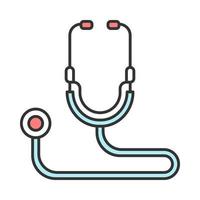 Stethoscope color icon. Heart rate, pulse diagnosis. Ambulance, clinic, hospital acoustic medical device. Internal organs diagnostics. Cardiology, pulmonology equipment. Isolated vector illustration
