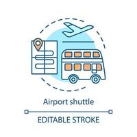 Airport shuttle concept icon. Door to door transfer. Public transport. Transportation service idea thin line illustration. Travel, trip. Vector isolated outline drawing. Editable stroke