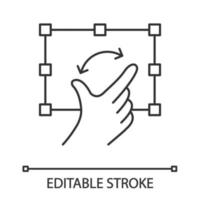 Touchscreen gesture linear icon. Copy, tap, drag gesturing. Human hand and fingers. Using sensory devices. Thin line illustration. Contour symbol. Vector isolated outline drawing. Editable stroke