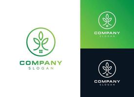 Colorful leaf home logo design-leaf logo design-home icon design-natural home logo design vector