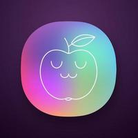 Apple lindo personaje de la aplicación kawaii. fruta feliz con cara sonriente. emoji divertido, emoticono, sonrisa. ilustración vectorial aislada vector