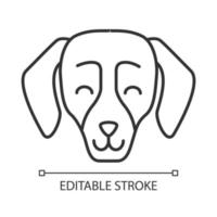 Dachshund cute kawaii linear character. Thin line icon. Dog with smiling muzzle. Animal with smiling eyes. Funny domestic doggie. Vector isolated outline illustration. Editable stroke