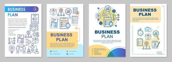 diseño de plantilla de folleto de plan de negocios. gestión estratégica. folleto, folleto, diseño de impresión de folleto con ilustraciones lineales. diseños de páginas vectoriales para revistas, informes anuales, carteles publicitarios vector