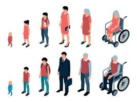 Human Generations Isometric Set vector