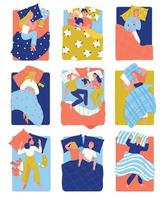 conjunto de personas durmiendo planas vector