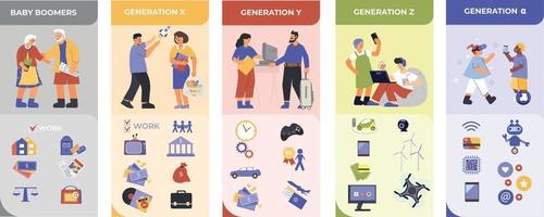 Generations Flat Infographics Composition vector