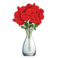 Realistic Glass Vase With Rose Bouquet vector