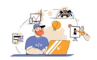 IT Specialist Doodle Composition vector