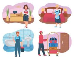 Hotel Staff Compositions Set vector