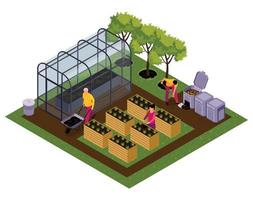 Farm Work Isometric Illustration vector