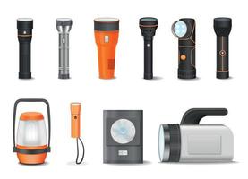 Flashlight Realistic Icon Set vector