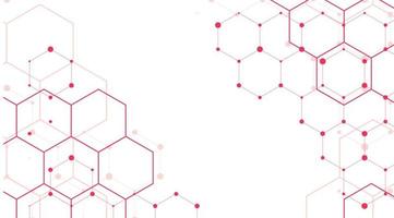 red hexagons elements. business background lines wave. global connection with lines vector