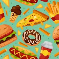 Junk Food Seamless Pattern vector