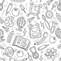 School Supplies in Doodle Style Seamless Pattern vector