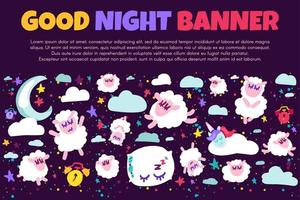 banner de concepto de buenas noches para dormir y soñar vector