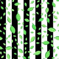 Green falling stylized leaves color seamless vector pattern