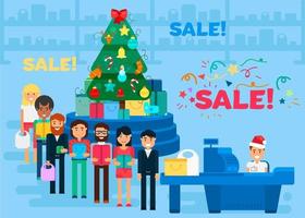 Merry Christmas And New Year In Shop vector