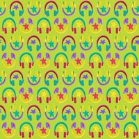 Funny Colorful Musical Headphone Vector Pattern