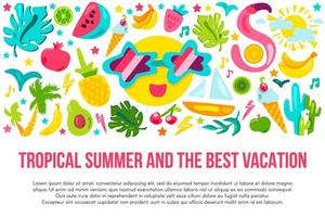 Summer vacation flat banner template vector