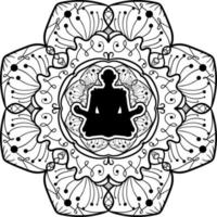 Yoga symbol, monochrome mandala art vector