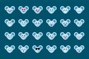 Emoji Fun Cute Animal Mouse Smile Emotions Set vector