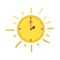 Sun clock cartoon color illustration vector