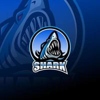 Shark esport mascot logo design vector