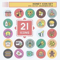 Icon Set Honey. suitable for Bee Farm. Color Mate Style. simple design editable. design template vector. simple illustration vector