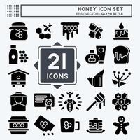 Icon Set Honey. suitable for Bee Farm. Glyph Style. simple design editable. design template vector. simple illustration vector