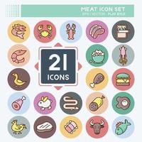 conjunto de iconos de carne. adecuado para la comida. estilo plano diseño simple editable. vector de plantilla de diseño. ilustración sencilla