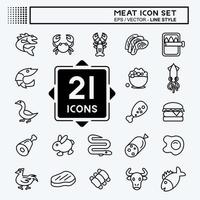 conjunto de iconos de carne. adecuado para la comida. estilo de línea diseño simple editable. vector de plantilla de diseño. ilustración sencilla