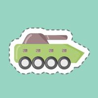 Tanque de infantería de corte de línea de pegatina. adecuado para el símbolo de la educación. diseño simple editable. vector de plantilla de diseño. ilustración sencilla