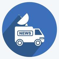 Icon News Van. suitable for Education symbol. long shadow style. simple design editable. design template vector. simple illustration vector