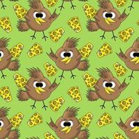 Seamless vector pattern with bird and cheese