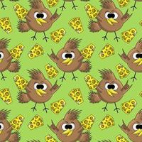 Seamless vector pattern with bird and cheese