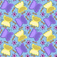 Seamless vector pattern with abstract butterflies and flowers