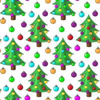 seamless, vector, patrón, con, árbol de navidad, y, pelota vector
