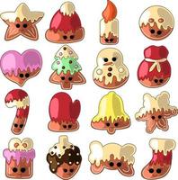 conjunto de lindas galletas de jengibre de dibujos animados en color