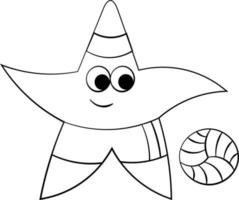 estrella con bola en blanco y negro vector