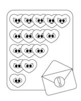 Envelope with a paper on which a rating in the form of hearts. vector