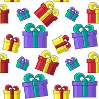 Seamless vector pattern with color packed gifts