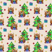 Seamless vector pattern with bull, Christmas tree and gift