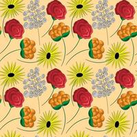 Seamless vector pattern with different colored flowers