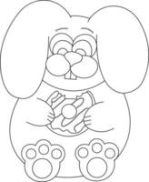 Cute Bunny and donut in black and white vector