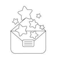 Paper envelope with stars. Black and white illustration. Feedback concept vector