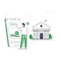 A flat modern illustration of mobile banking vector