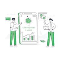 A flat modern illustration of mobile banking vector