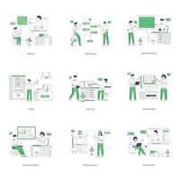 Flat Character Illustrations of Online Learning