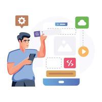 A handy flat illustration of application design vector